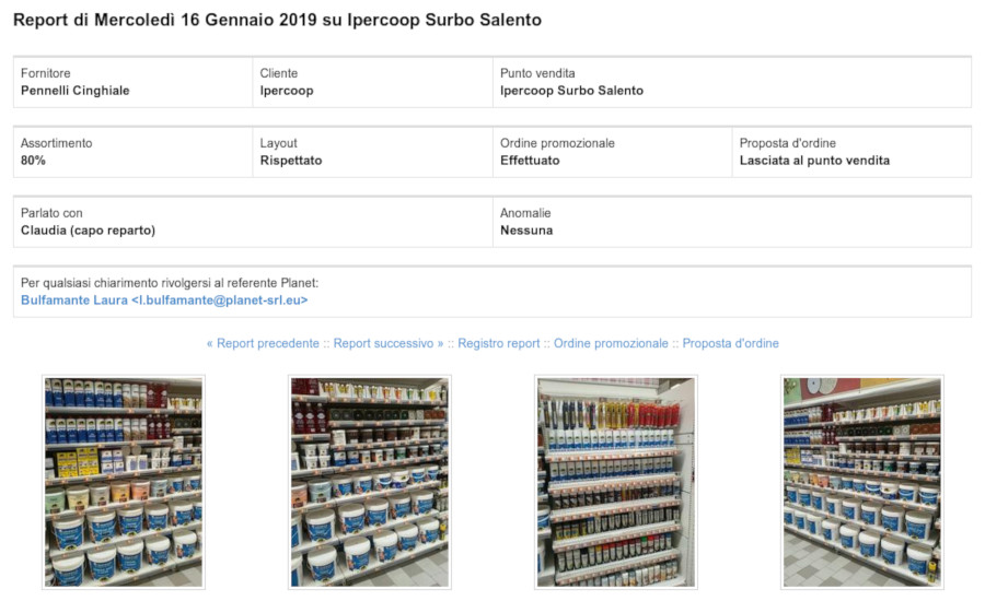 Report dettagliato delle attività svolte con servizio fotografico Report dettagliati